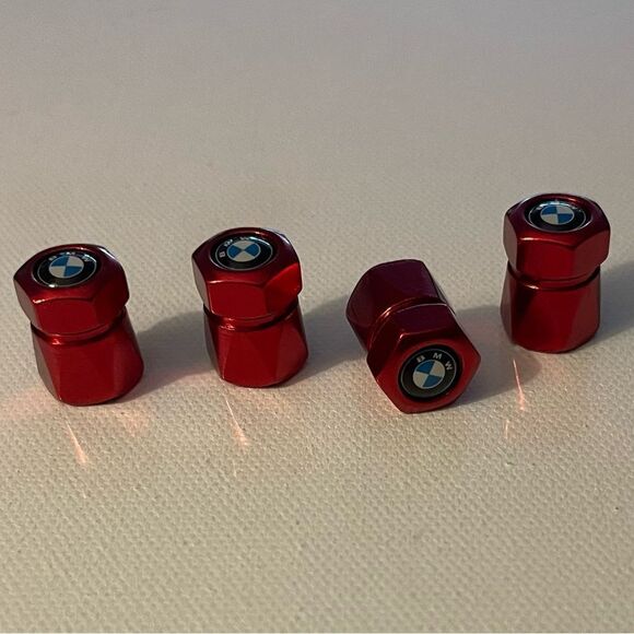 BMW Valve Stem Caps in Red Set of 4 NWT - Picture 3 of 4